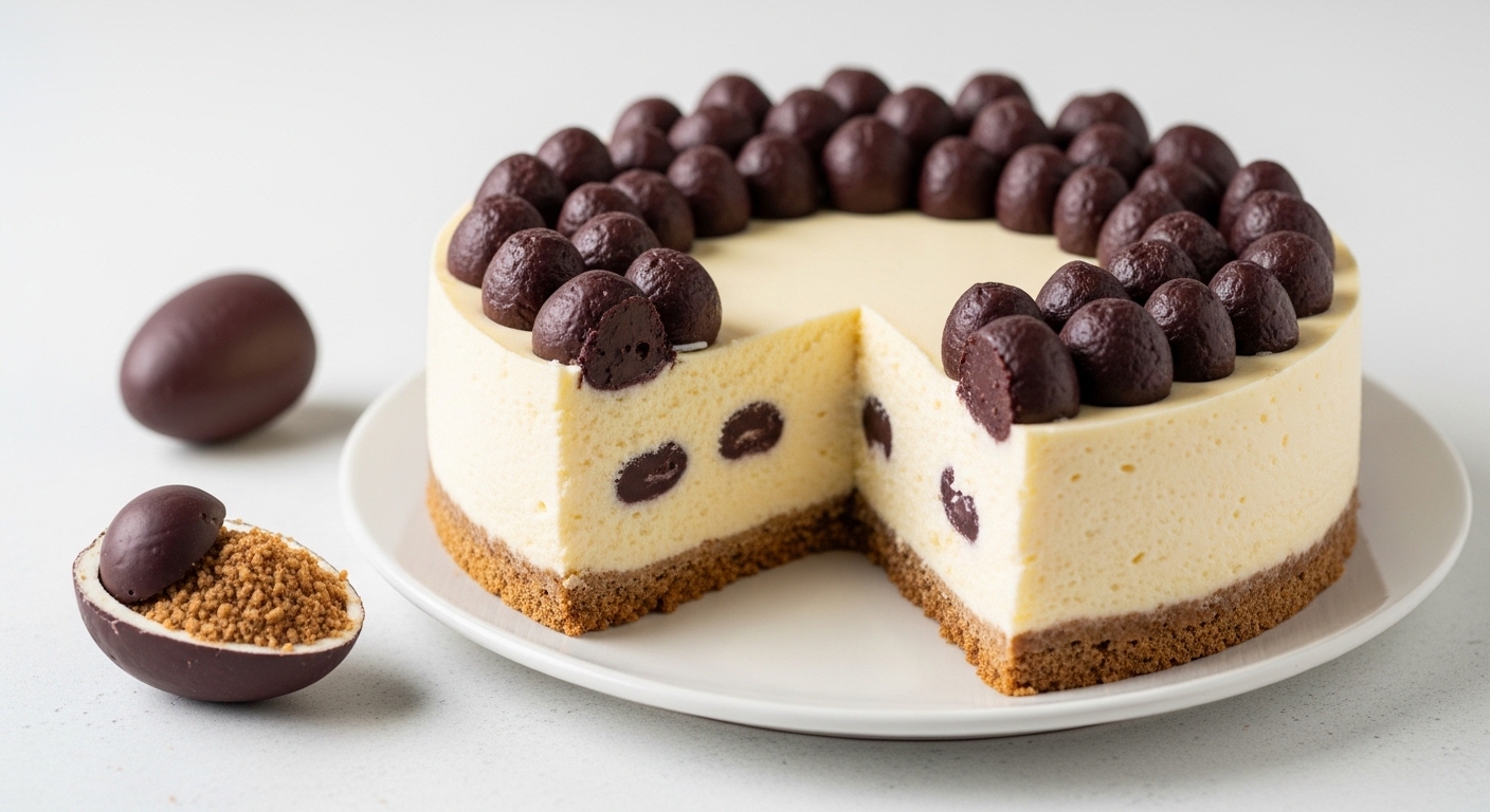 Cadbury Egg Cheesecake with a Vegan Twist