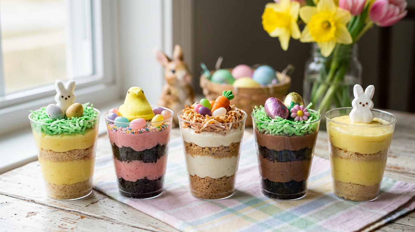 Easter Dessert Cups with Lemon Coconut Swirl
