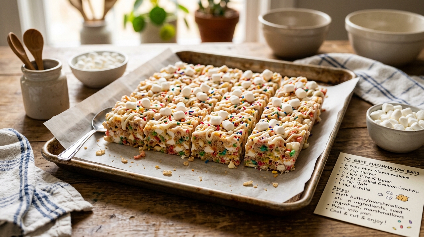 No-Bake Marshmallow Bars: Fluffy, Creamy Dessert Recipe for Quick Baking
