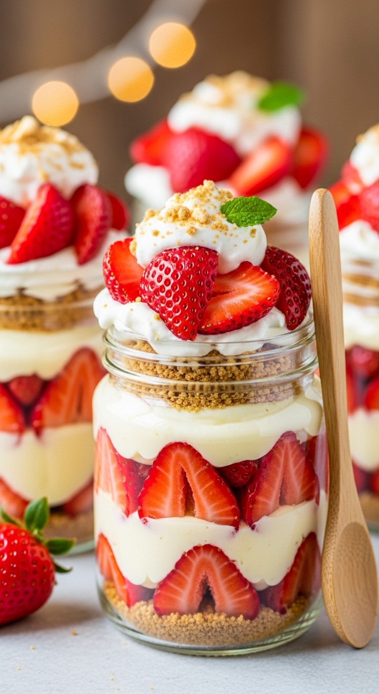 Strawberry Cheesecake Parfaits – Creamy, Fresh & No-Bake Delight