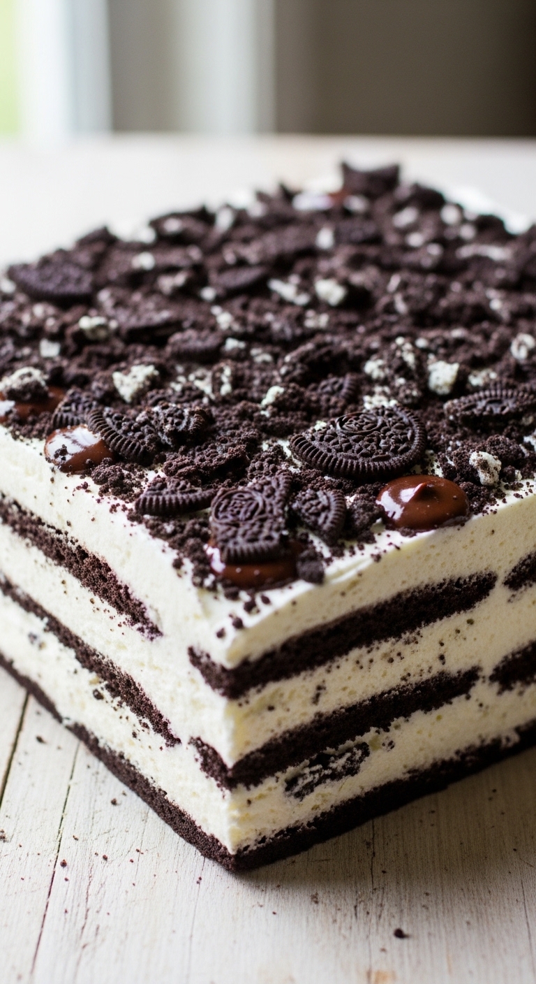 Oreo Cookie Icebox Cake in 15 Minutes – No-Bake, Creamy & Crunchy