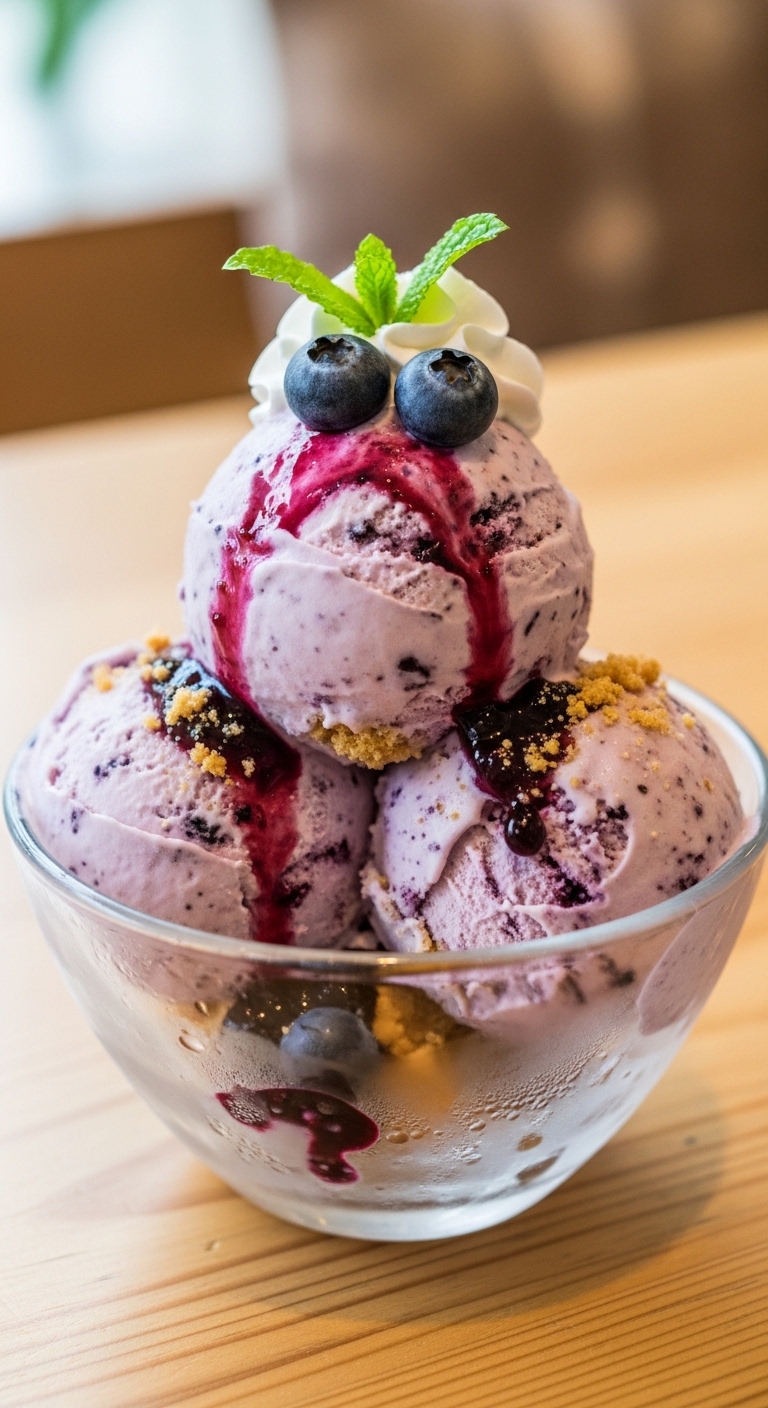 Blueberry Cheesecake Ice Cream – Creamy, Fruity & No-Churn Delight