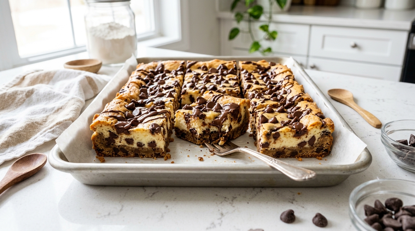 Chocolate Chip Cheesecake Bars – Creamy, Rich & Loaded with Chocolate Chips