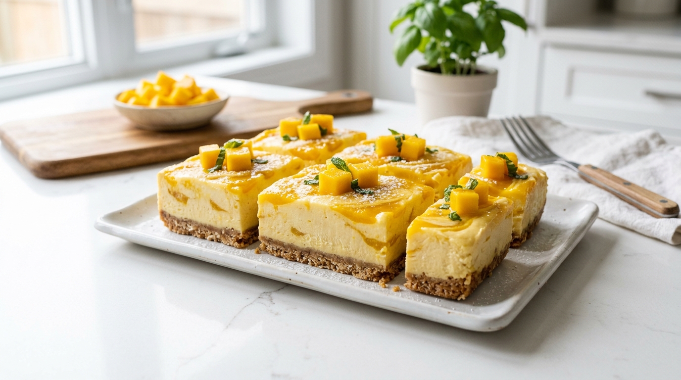 Frozen Mango Cheesecake Bars – Creamy, Tropical & Irresistibly Refreshing