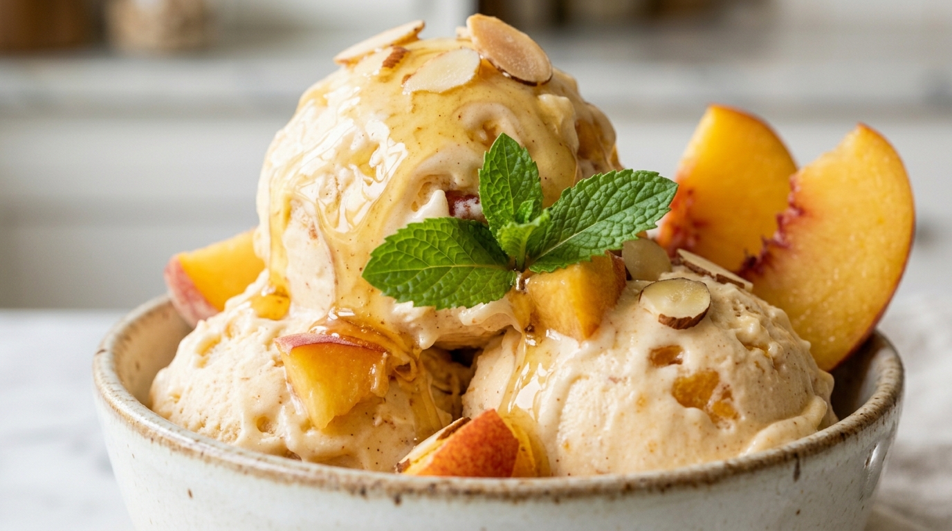 Honey Peach Ice Cream – Creamy, Fruity & Naturally Sweetened