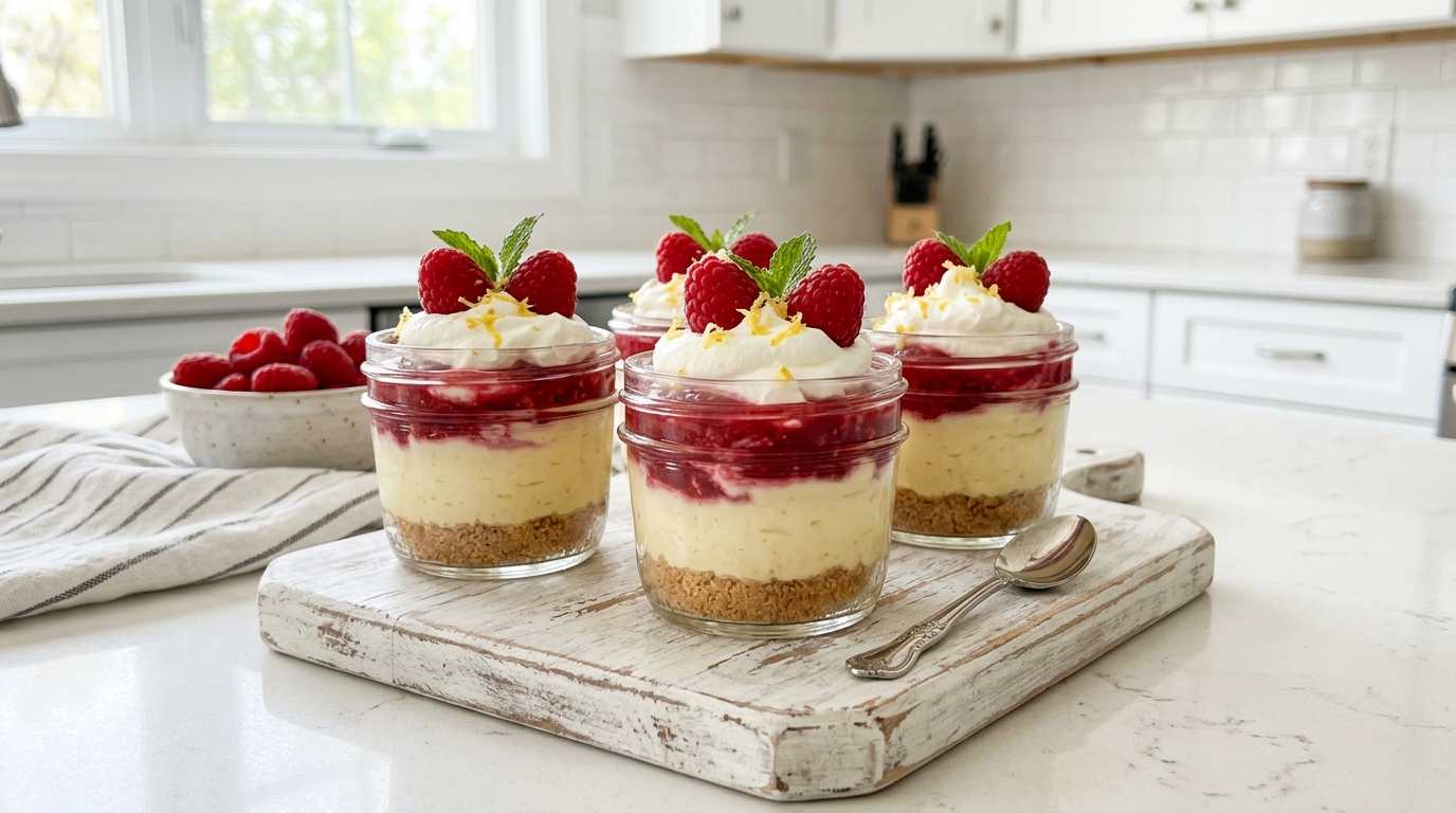 Lemon Raspberry Cheesecake Cups – Creamy, Tangy & Perfectly Elegant