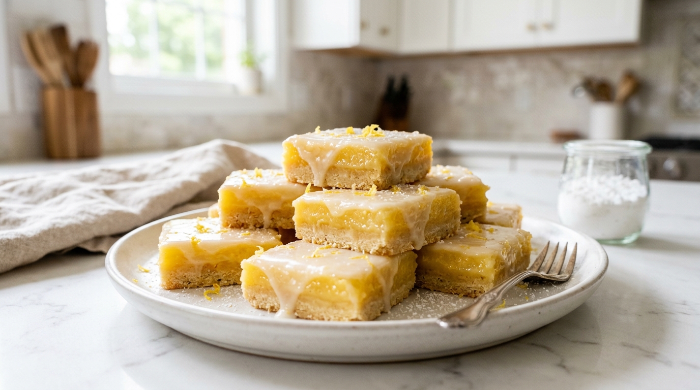 Lemon Bars with Glaze – Bright, Sweet & Perfectly Tangy Dessert