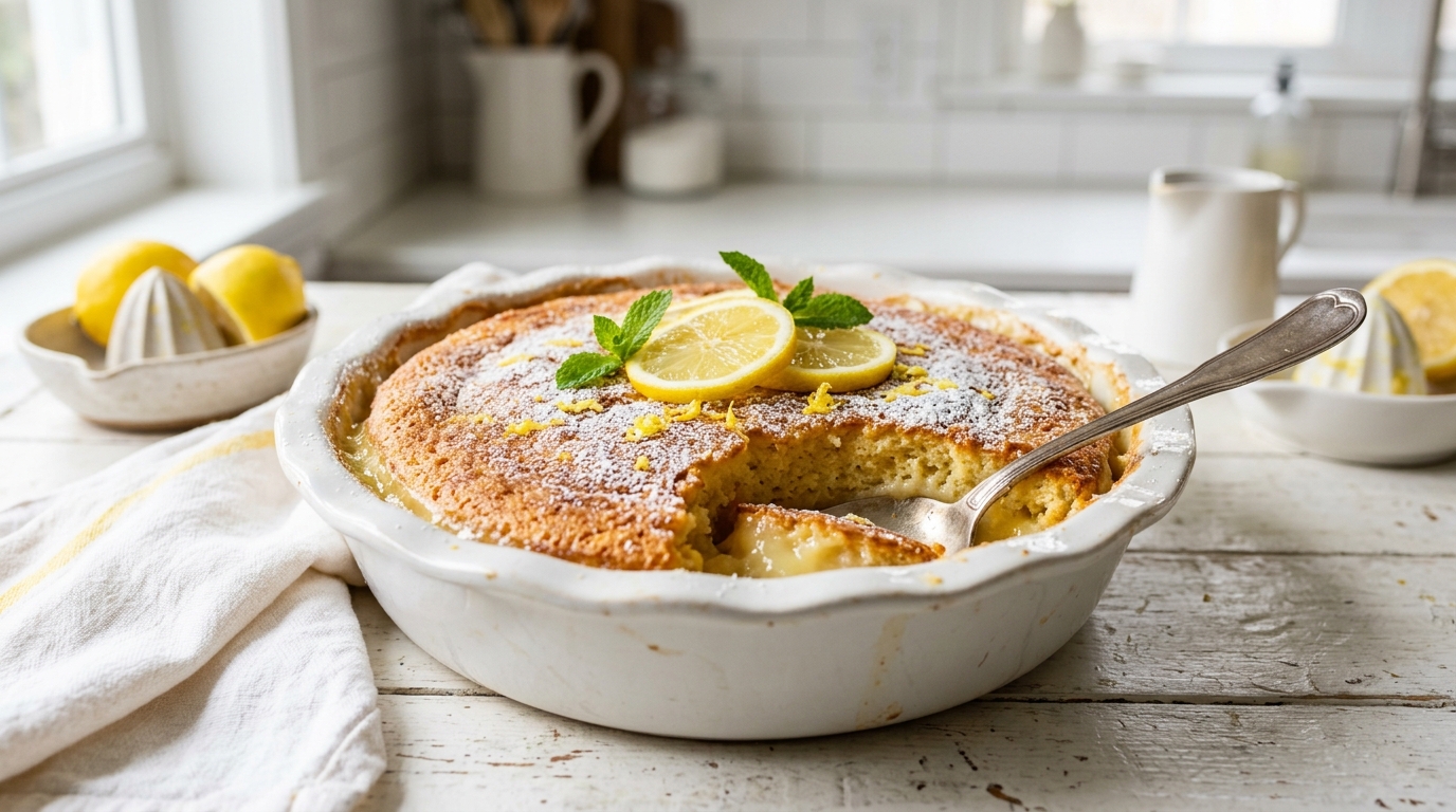 Soft Lemon Pudding Cake – Light, Creamy & Bursting with Fresh Citrus Flavor