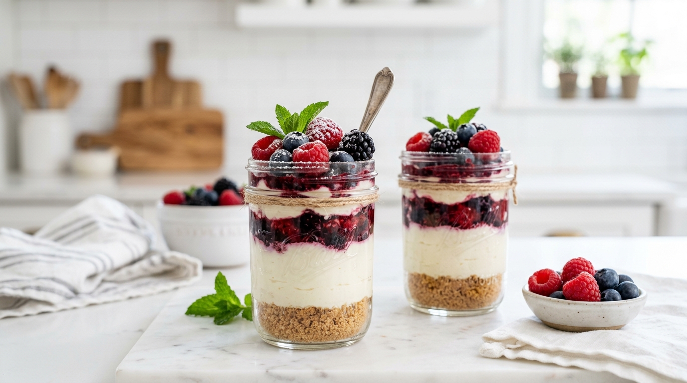 No-Bake Berry Cheesecake Jars – Creamy, Fruity & Perfectly Portable