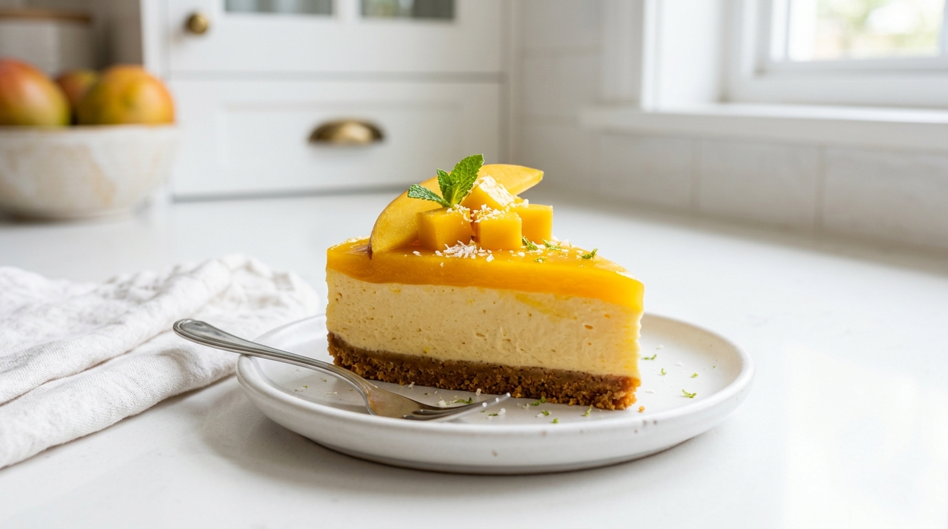No-Bake Mango Cheesecake – Creamy, Tropical & Effortlessly Elegant