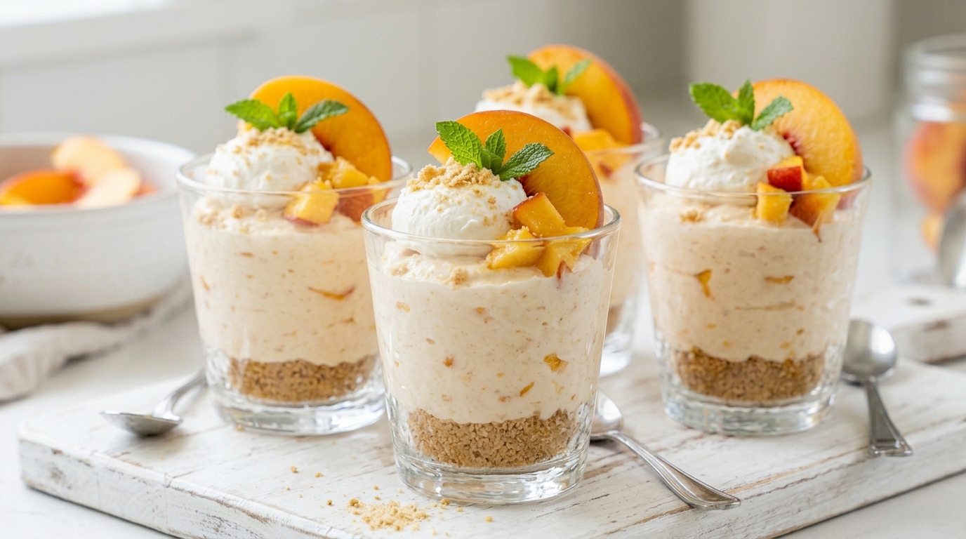 No-Bake Peach Cheesecake Cups – Creamy, Fruity & Perfectly Refreshing