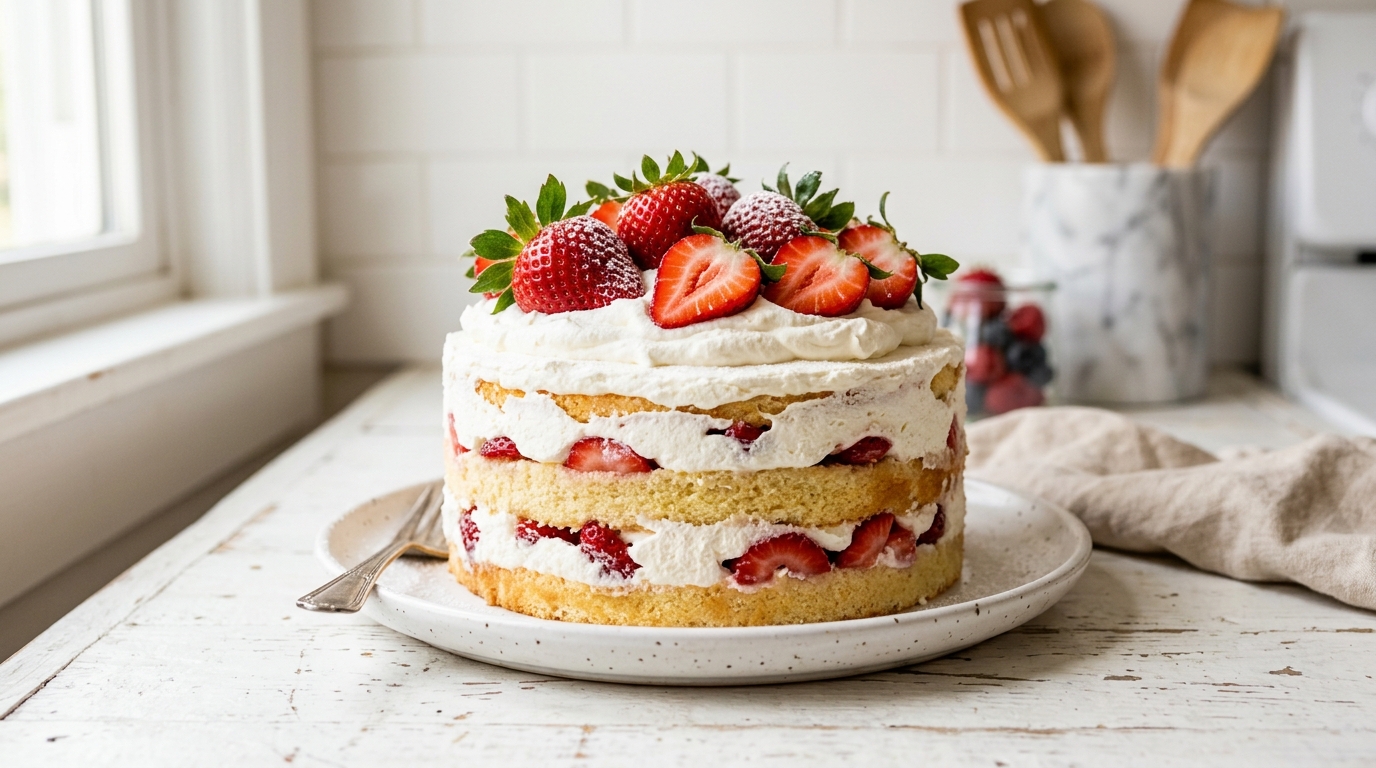 Soft Strawberry Shortcake Cake – Light, Creamy & Full of Fresh Berry Flavor