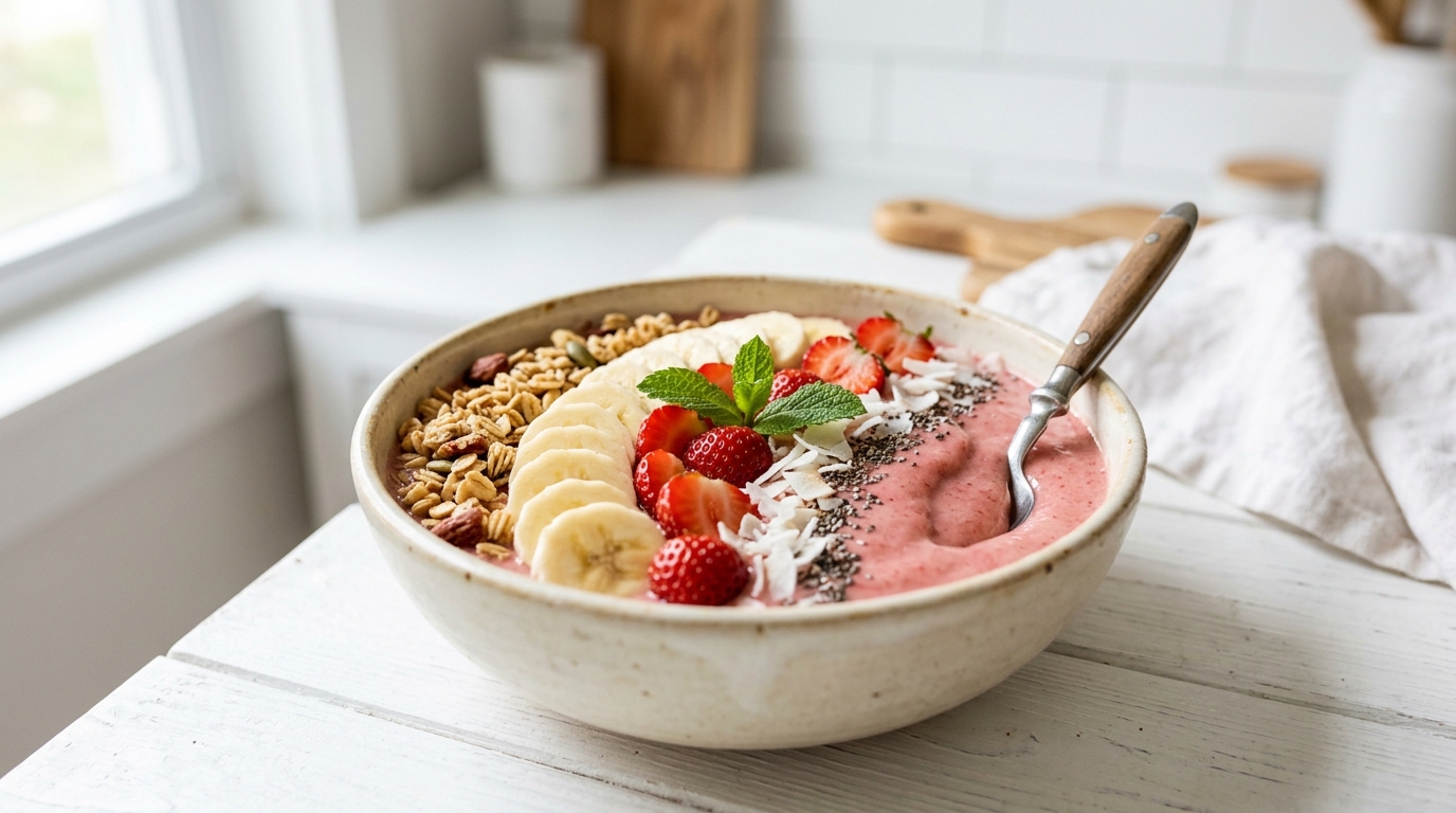 Strawberry Banana Smoothie Bowl – Creamy, Refreshing & Naturally Sweet