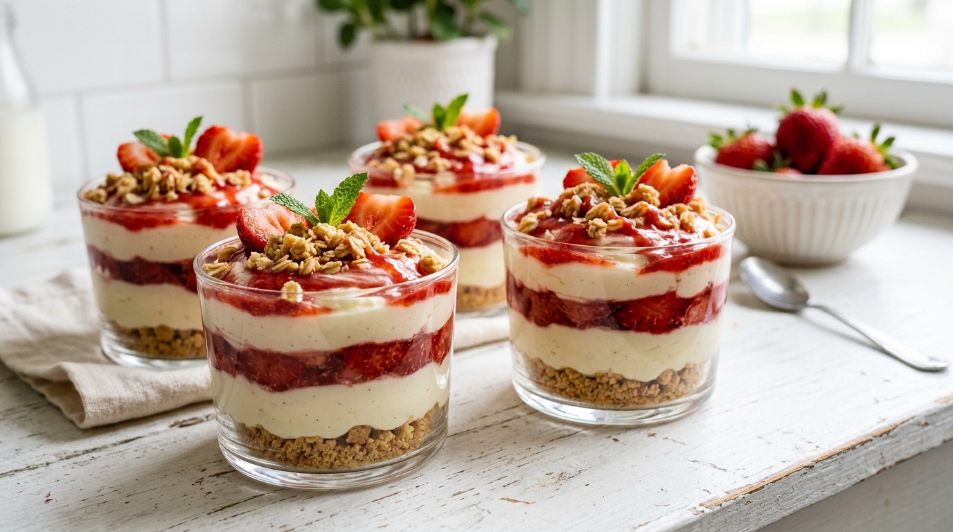 Strawberry Cheesecake Crunch Cups – Creamy, Crunchy & Irresistibly Delicious