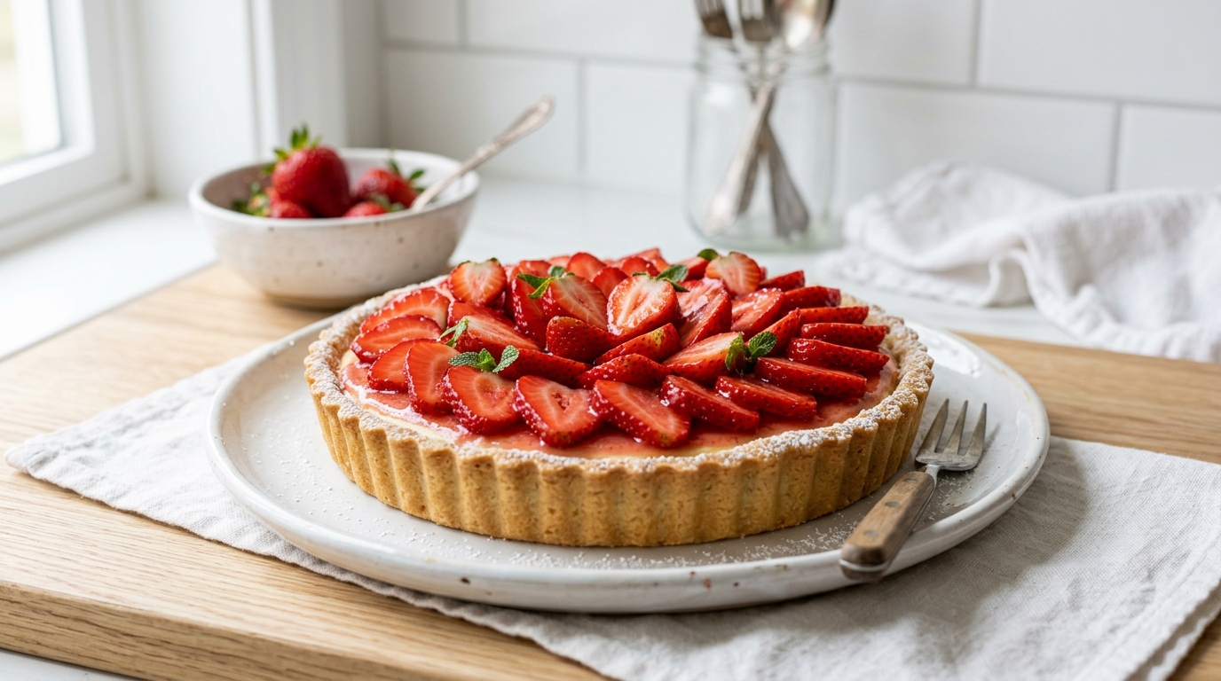 Strawberry Cheesecake Tart – Creamy, Elegant & Full of Fresh Berry Flavor