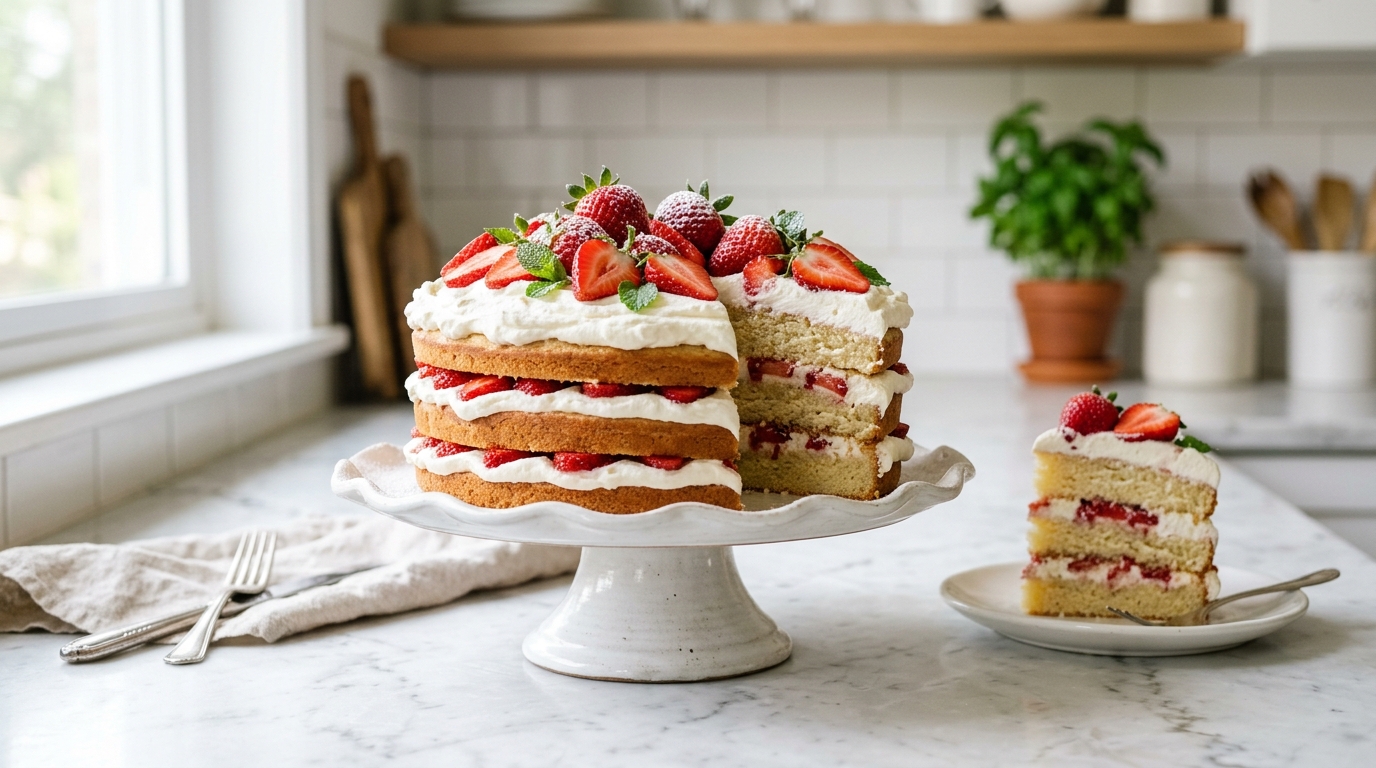 Strawberry Cream Cake – Soft, Fresh & Perfectly Elegant Dessert
