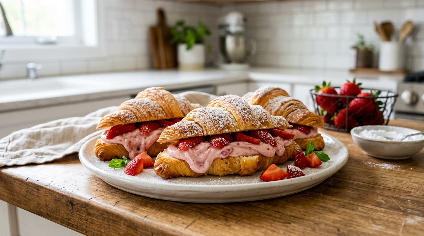 Strawberry Cream Cheese Croissants – Flaky, Creamy & Irresistibly Sweet