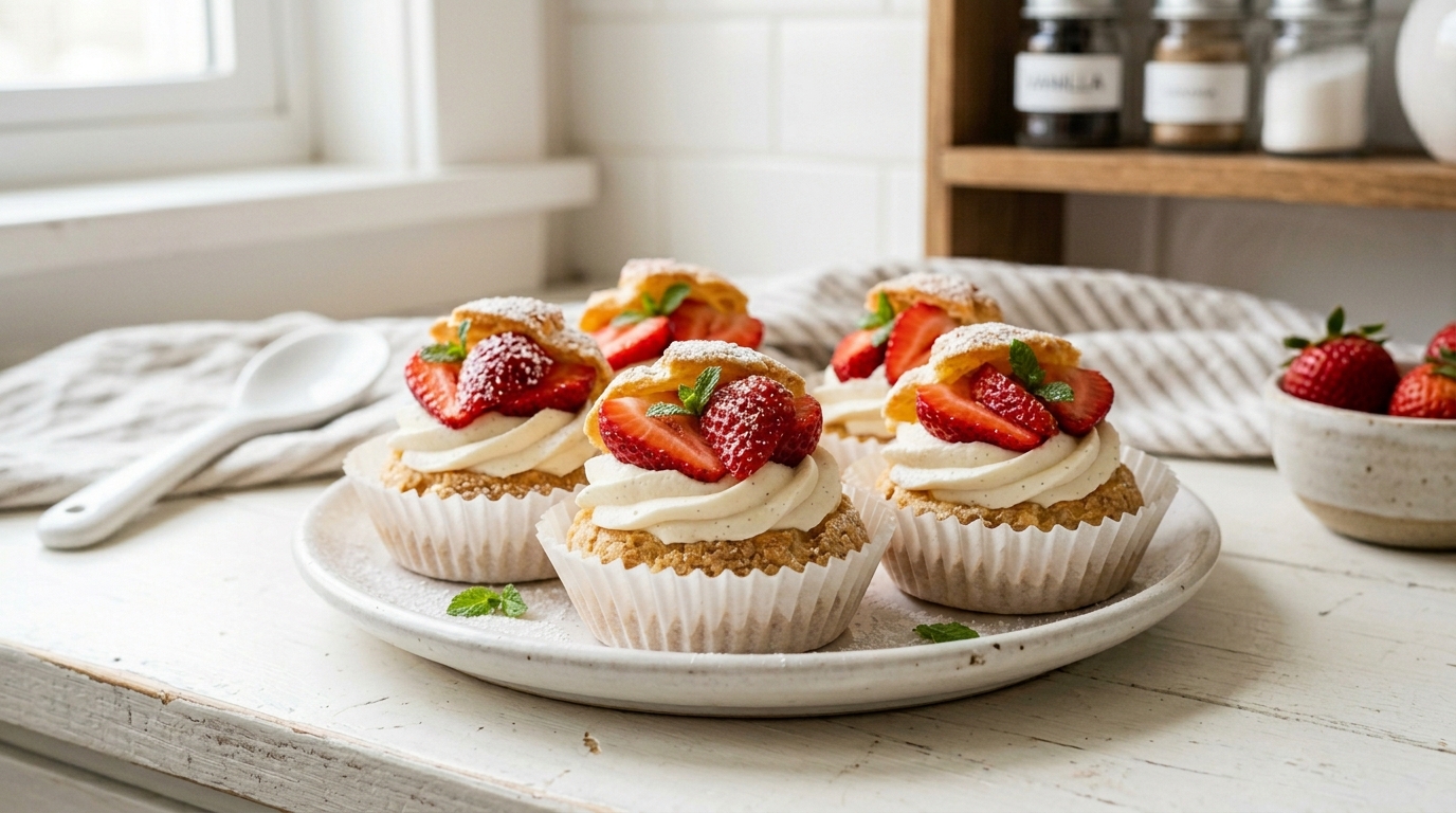 Strawberry Cream Puff Cups – Light, Creamy & Elegantly Delicious