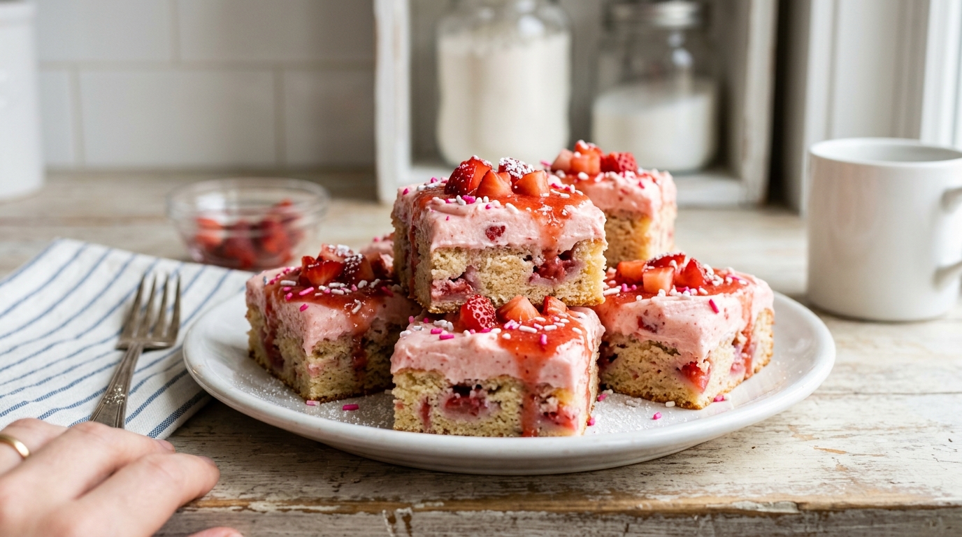 Strawberry Cupcake Dessert Bars – Soft, Creamy & Bursting with Sweet Strawberry Flavor