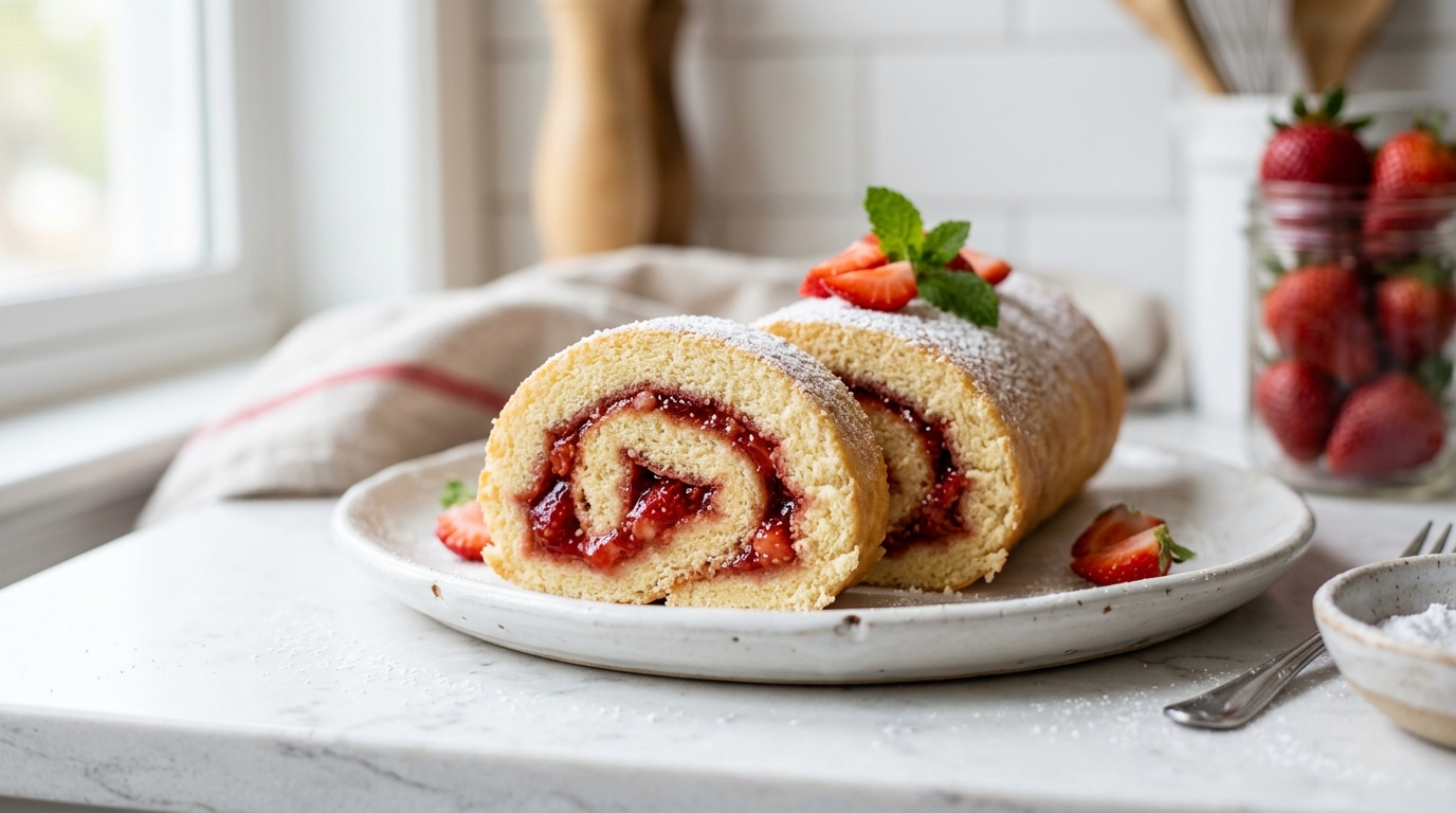 Strawberry Jelly Roll – Soft, Light & Filled with Sweet Strawberry Flavor