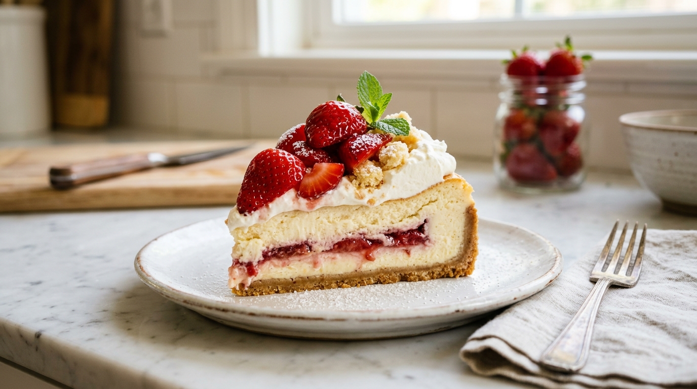 Strawberry Shortcake Cheesecake – Creamy, Fruity & Irresistibly Elegant