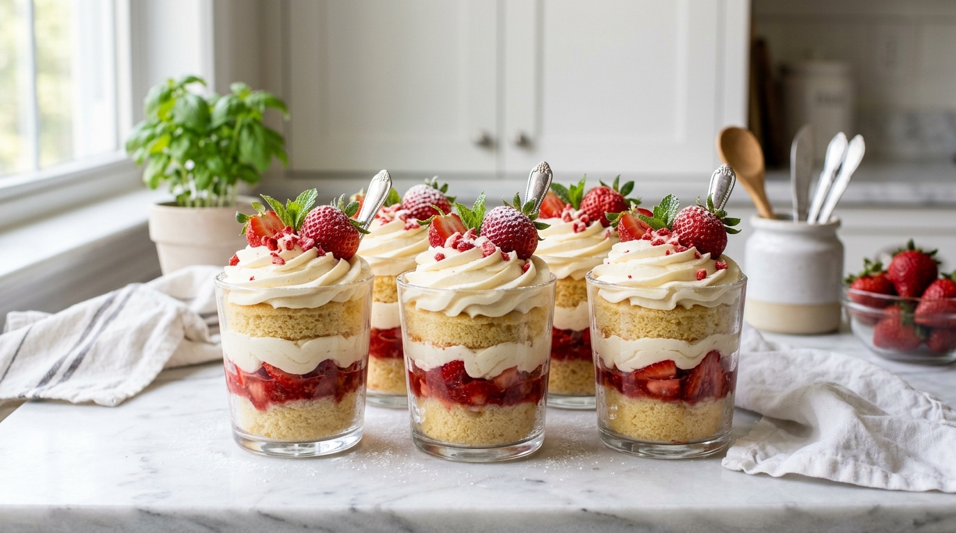 Strawberry Vanilla Cake Cups – Soft, Creamy & Perfectly Sweet
