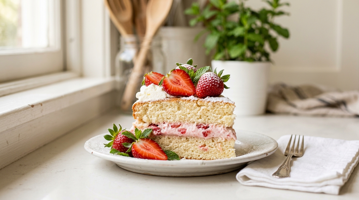 Soft Strawberry Sponge Cake – Light, Fluffy & Full of Fresh Strawberry Flavor