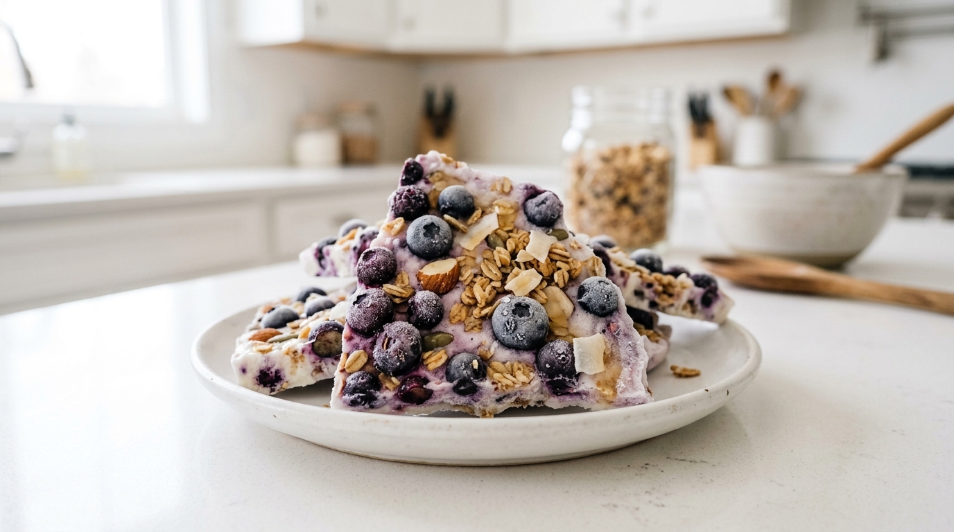 Frozen Blueberry Yogurt Bark – Healthy, Crunchy & Refreshingly Sweet