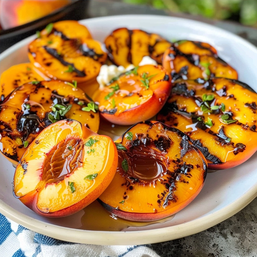 Grilled Peaches with Honey & Mascarpone
