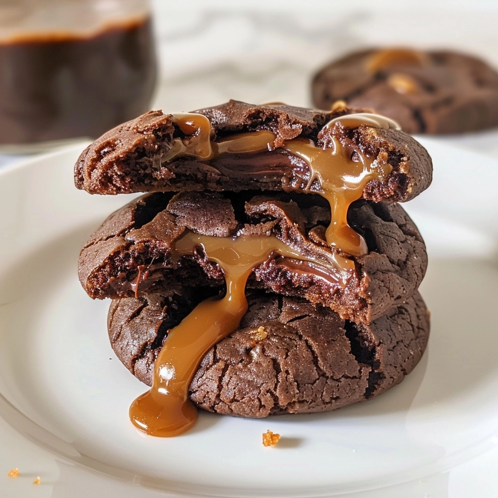 Caramel Stuffed Chocolate Cookies Recipe for Home Bakers