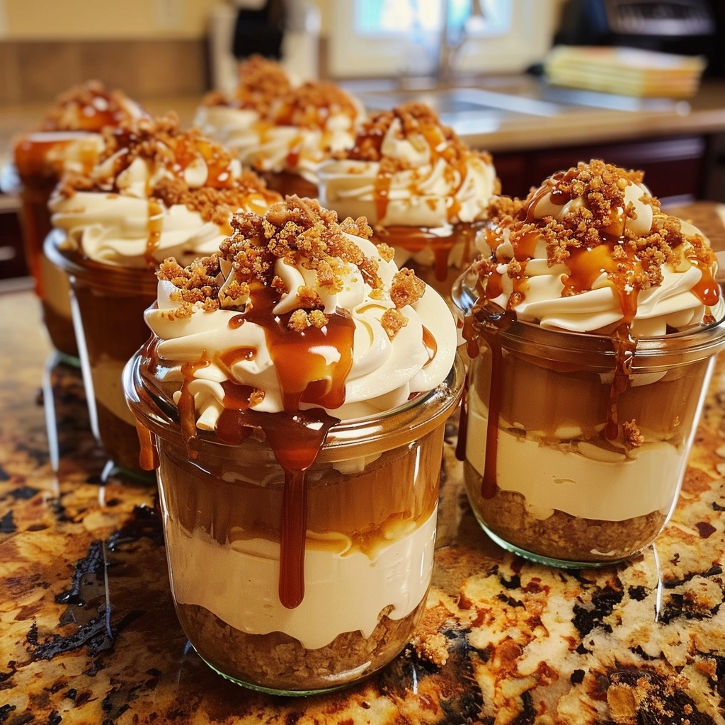 Caramel Drip Cheesecake Jars for Easy Desserts