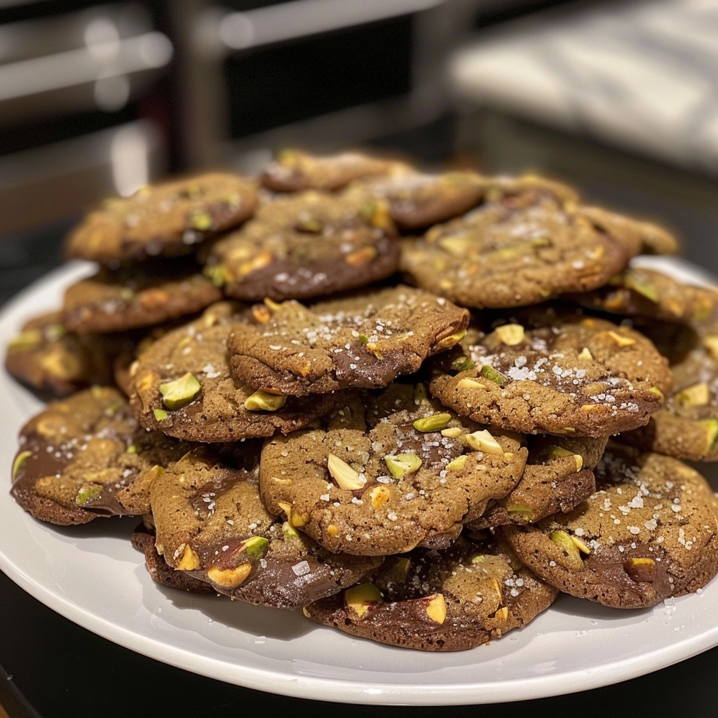 Pistachio Dark Chocolate Sea Salt Cookies